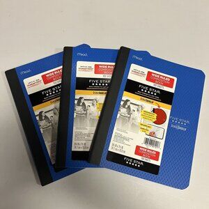 Five Star Wide Ruled Composition Notebook Dura Shield Blue (Pack of 3)